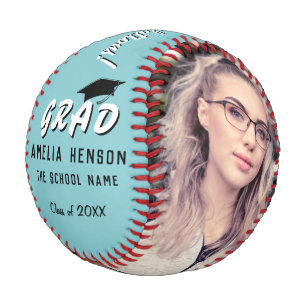 Balle De Baseball Félicitations Grad Mint Blue 2 Photo Graduation