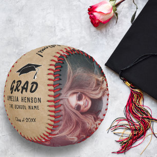 Balle De Baseball Félicitations Rustiques Diplômé Diplôme Cap 2 Phot