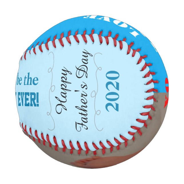 Balle De Baseball fête des pères Baby Boy Blue Photo Baseball (Devant Droite)