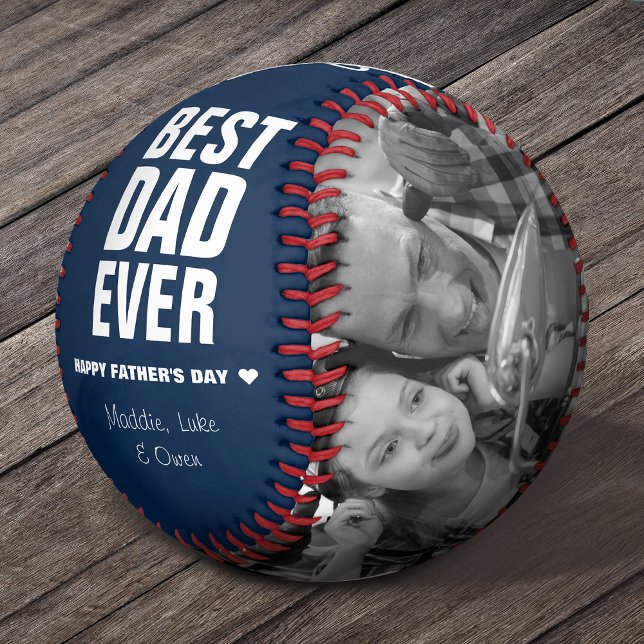 Balle De Baseball Fête des pères Meilleur papa Jamais Photos Personn (Créateur téléchargé)