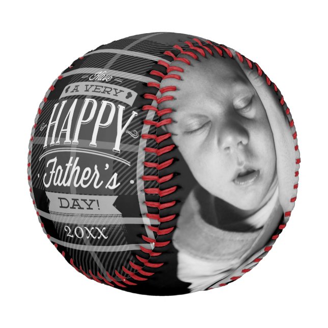 Balle De Baseball Fête des pères personnalisée (carte noire) (Angle)