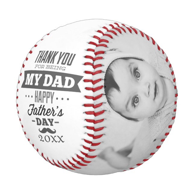 Balle De Baseball Fête des pères Personnalisée Noir Et Blanc (Angle)