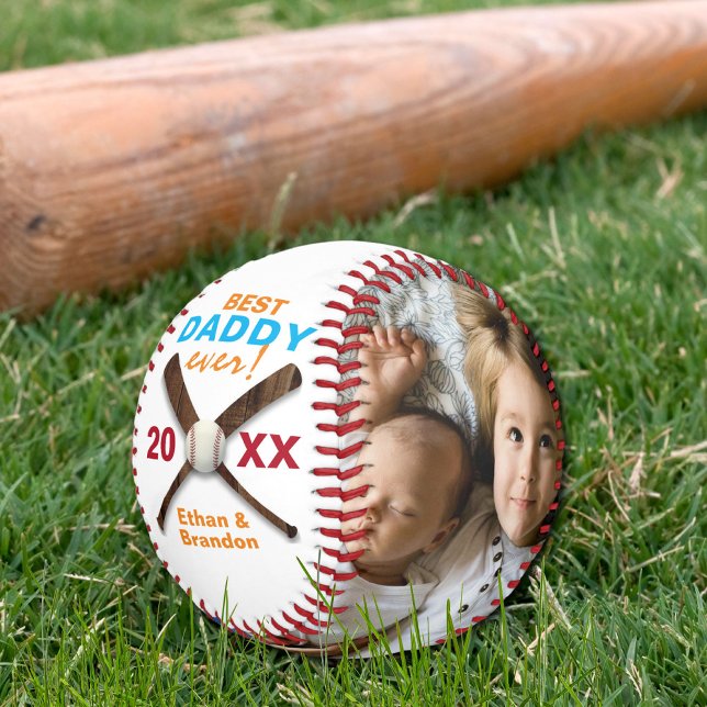 Balle De Baseball Fête des pères photo Best Daddy Ever (Créateur téléchargé)