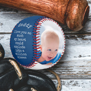 Balle De Baseball fête des pères Poème et 2 photos personnalisée