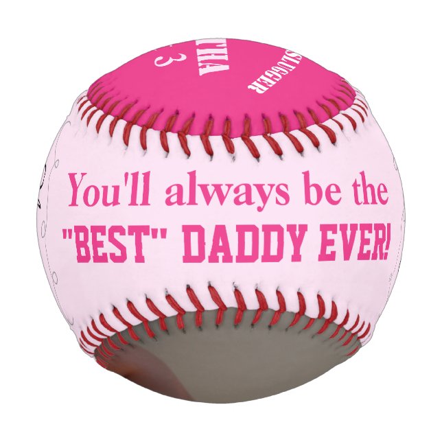 Balle De Baseball fête des pères Triplet Slugger Pink Photo Baseball (Devant)