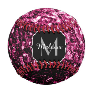 Balle De Baseball Flamme rose foncé parties scintillant brillant Nom