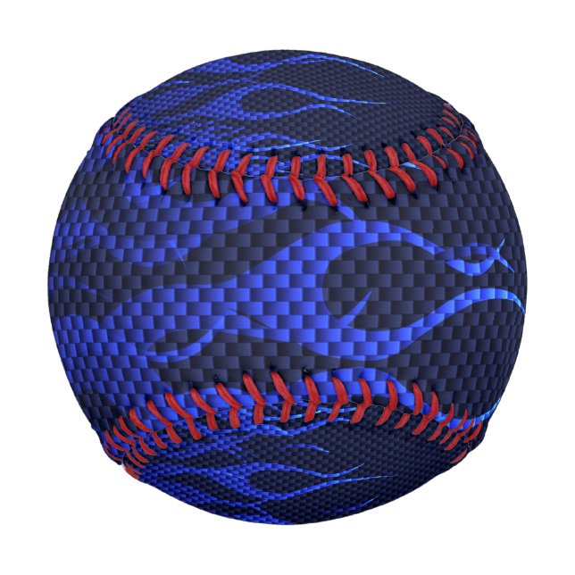 Balle De Baseball Flammes cool Blue Racing sur fibre de carbone (Dos)