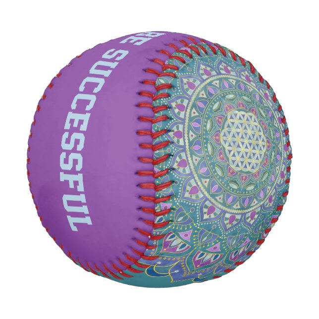 Balle De Baseball Fleur De Vie - Mandala India Style 1 (Angle)