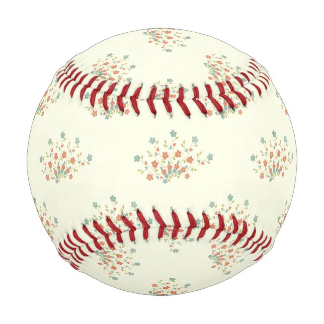 Balle De Baseball Fleurs Bleues, Fleurs Rouges, Motif De Fleurs (Dos)