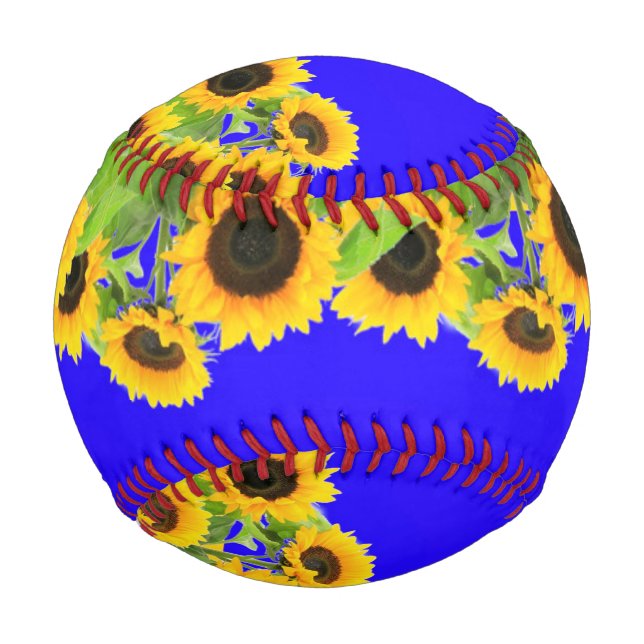 Balle De Baseball Fleurs de soleil - drapeau ukrainien Paix Liberté  (Dos)