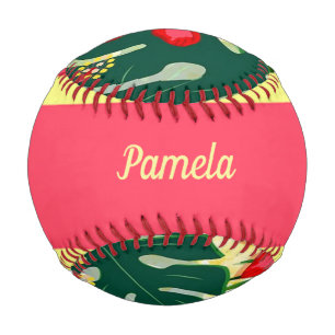 Balle De Baseball Fleurs et feuilles tropicales