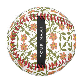 Balle De Baseball Fleurs orange, Motif Floral, Boho, Votre Nom