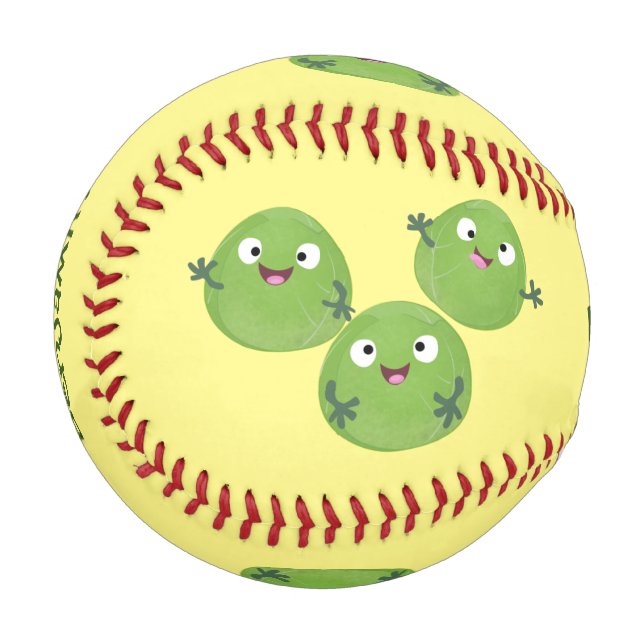 Balle De Baseball Funny Brussels sprouts légumes caricature (Devant Gauche)
