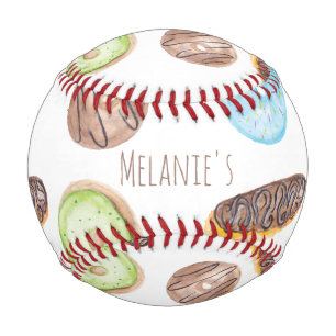 Balle De Baseball Gaufrettes Éclair Aquarelle Amusant Fantaisiste Su