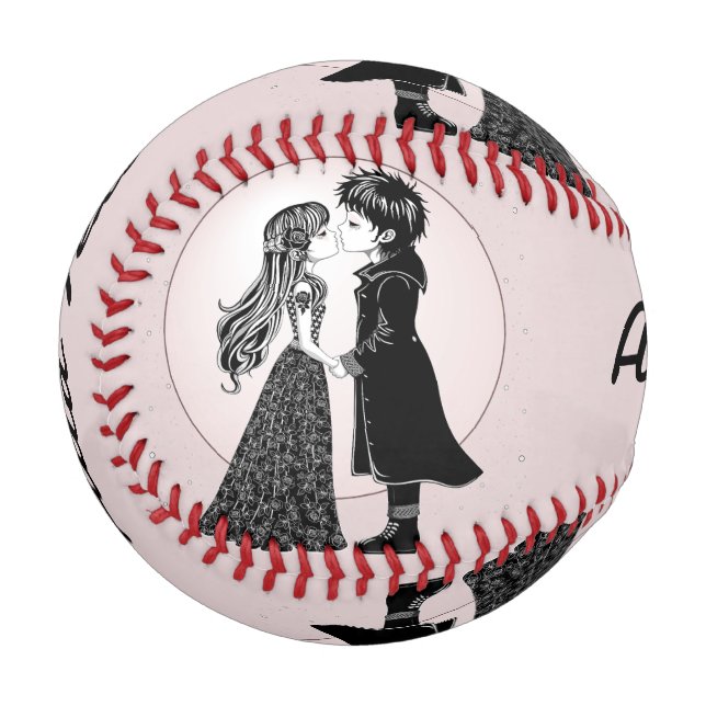 Balle De Baseball Gothique Emo Enfants Kiss Valentine's Day (Devant Gauche)
