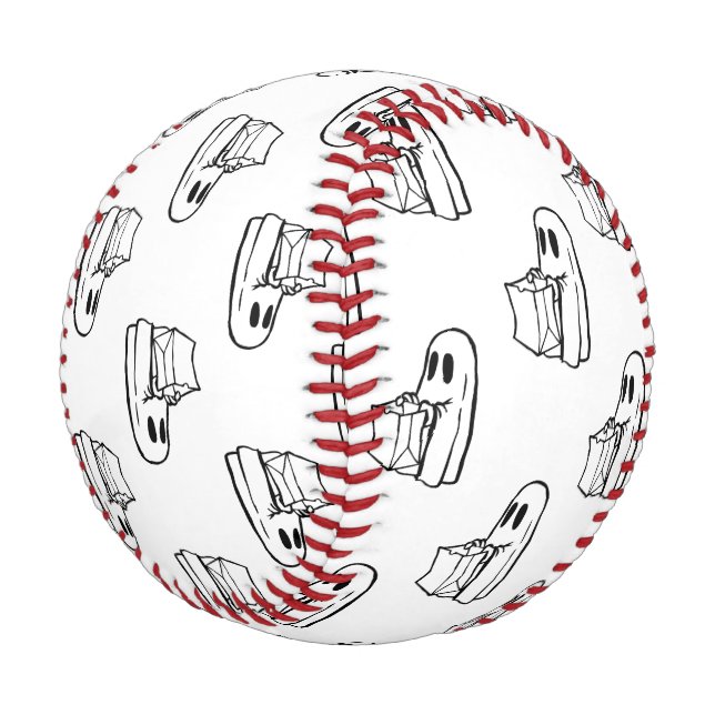Balle De Baseball Halloween, Blancs Fantômes, Tricoter Ou Traiter, B (Angle)