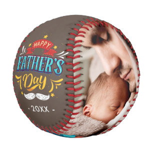 Balle De Baseball Happy Fête des pères Family Photos - Brown