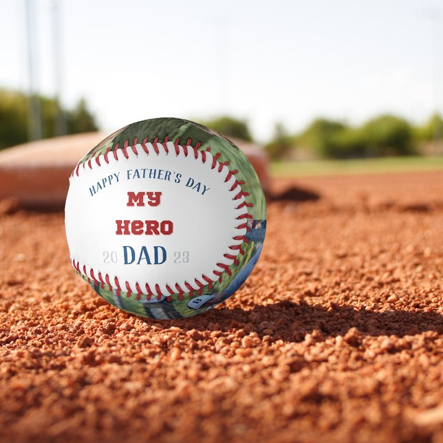 Balle De Baseball Happy Fête des pères My Hero Photo (Créateur téléchargé)