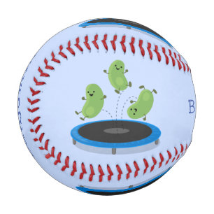 Balle De Baseball Haricots verts mignons sur dessin animé trampoline