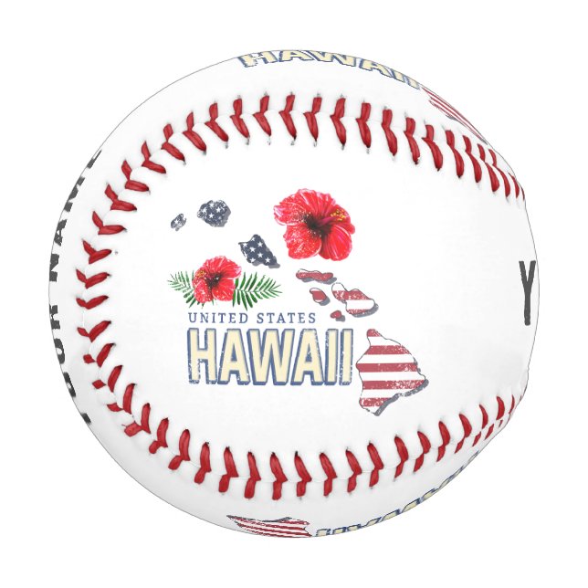 Balle De Baseball Hawaii États-Unis Retro State Map USA Souvenir (Devant Gauche)