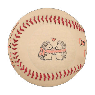 Balle De Baseball Hérisson rustique à deux mignons en amour avec mes