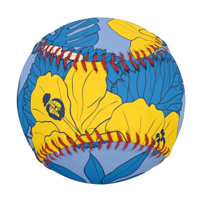 Balle De Baseball Hibiscus fleurs et feuilles (Devant)