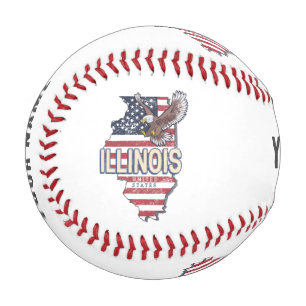 Balle De Baseball Illinois United States Eagle Carte Retro Vintage U