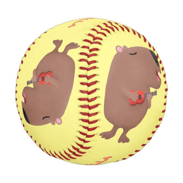Balle De Baseball Illustration de dessin animé de capybara ukulele (Angle)
