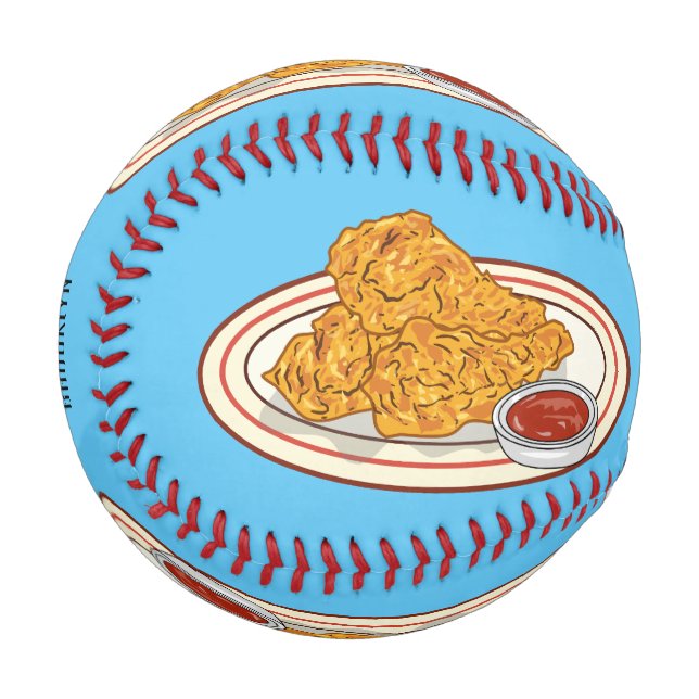 Balle De Baseball Illustration de dessin animé sur le poulet frit (Devant Gauche)