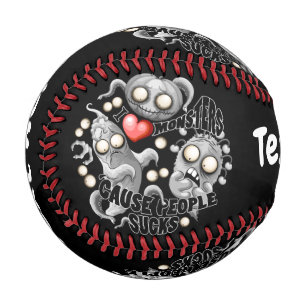 Balle De Baseball J'aime les monstres parce que les gens aiment les 