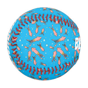 Balle De Baseball Joli motif caricature de calmar rose