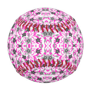 Balle De Baseball Jolies fleurs abstraites rose gris blanc