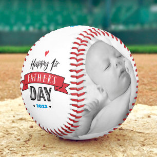 Balle De Baseball Joyeuse 1ère Fête du Père, Audacieuse Typographie 
