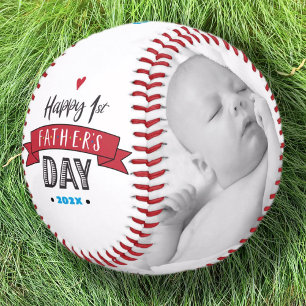 Balle De Baseball Joyeuse 1ère Fête du Père, Bannière rouge Témérair