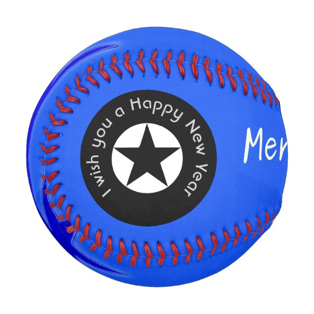 Balle De Baseball Joyeuse étoile de Noël avec texte personnalisé (Dos Droite)
