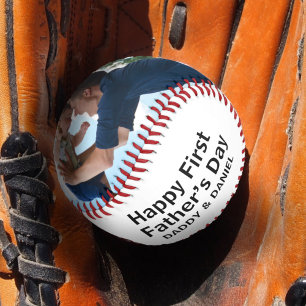 Balle De Baseball Joyeuse Fête des Premiers Pères Photo & Texte Pers