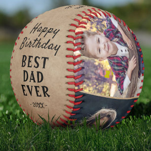 Balle De Baseball Joyeux Anniversaire Meilleur Papa Rustique 3 Colla