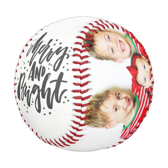 Balle De Baseball Joyeux Noël personnalisé photos de famille (Angle)