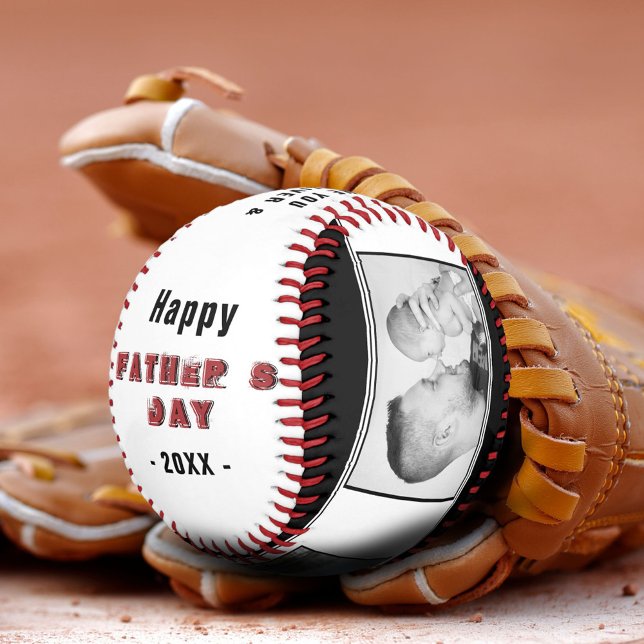 Balle De Baseball Joyeux Père`s Day Meilleur papa 3 Photo Collage (Créateur téléchargé)