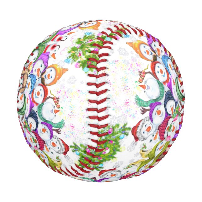 Balle De Baseball Joyeux Snowmans Baseball de Noël (Angle)
