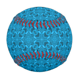 Balle De Baseball Kaleidoscope Vintage bleu fractal
