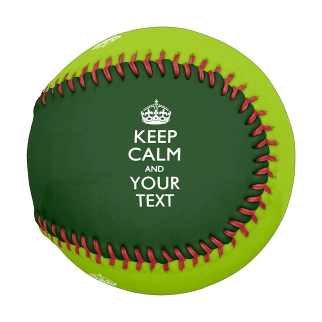 Balle De Baseball KEEP CALM personnalisé et votre texte en vert (Dos Gauche)