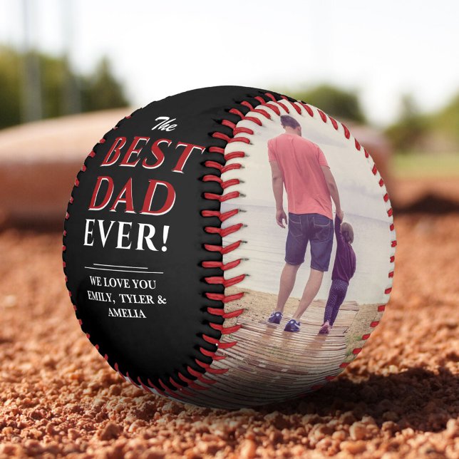 Balle De Baseball Le meilleur papa jamais père`s Day Photo Collage (Créateur téléchargé)