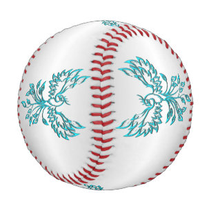 Balle De Baseball Le phénix bleu sarcelle s'élève sur argent