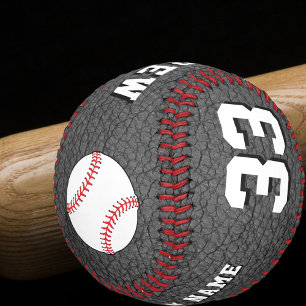 Balle De Baseball Lecteur d'impression en cuir noir Nom d'équipe Num