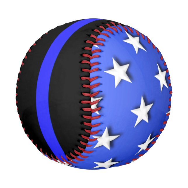 Balle De Baseball Ligne Bleue fine Grosse étoile et rayures (Angle)