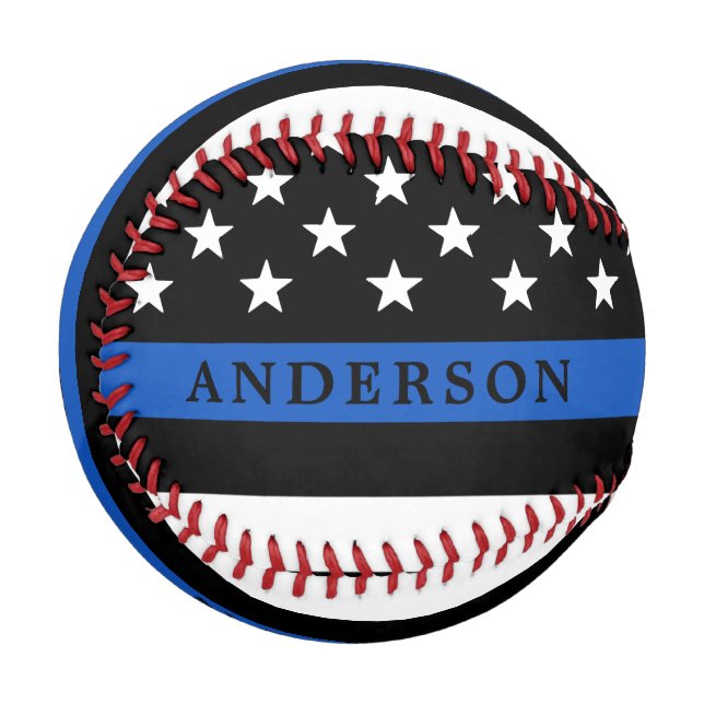 Balle De Baseball Ligne bleue mince moderne Officier de police perso (Devant Gauche)