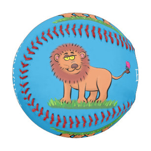 Balle De Baseball Lion joyeux avec dessin animé de papillon