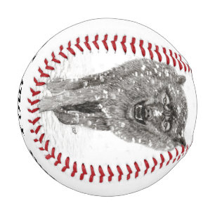 Balle De Baseball Loup noir en colère dans la neige, hiver sauvage