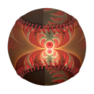 Balle De Baseball Lumineuse Abstrait moderne orange rouge fractal